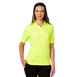 LADIES VALUE MOISTURE WICKING S/S POLO  -  OPTIC YELLOW 2 EXTRA LARGE SOLID
