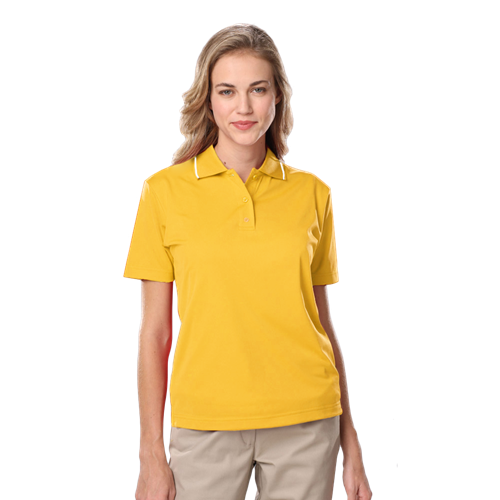 LADIES WICKING PIPED POLO  -  YELLOW 2 EXTRA LARGE SOLID