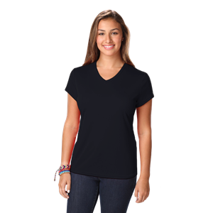 LADIES SOLID WICKING T  -  BLACK 2 EXTRA LARGE SOLID