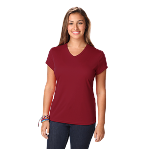 LADIES SOLID WICKING T -  BURGUNDY 2 EXTRA LARGE SOLID