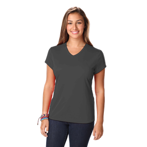 LADIES SOLID WICKING T  -  GRAPHITE 2 EXTRA LARGE SOLID