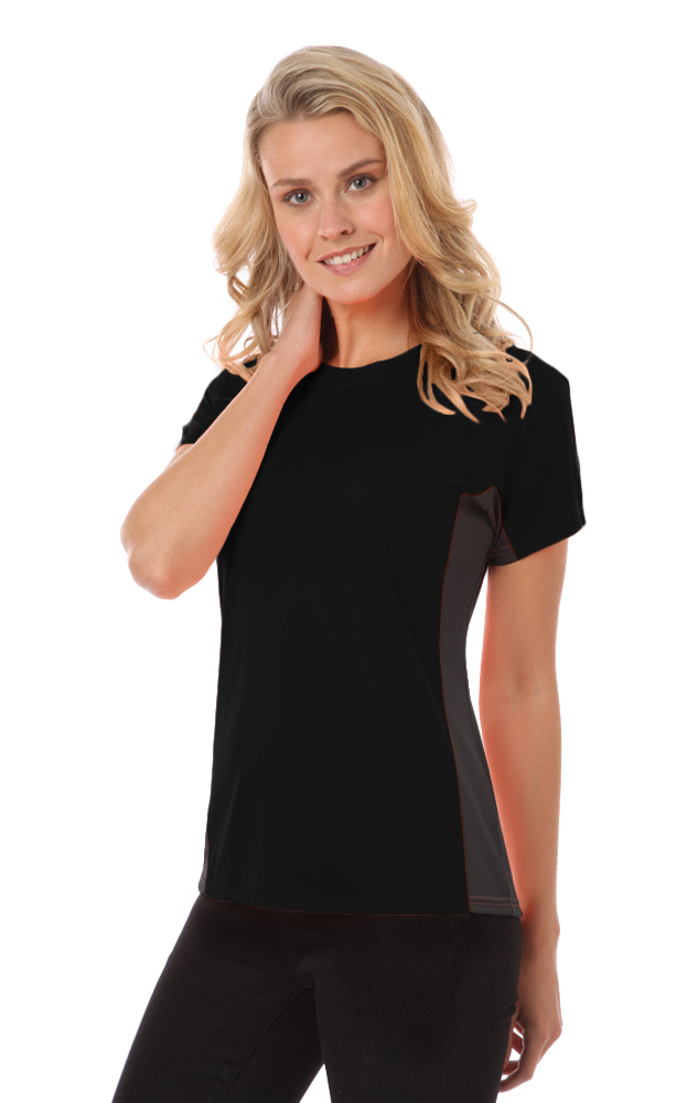 LADIES COLORBLOCK WICKING TEE  -  BLACK 2 EXTRA LARGE SOLID-Blue Generation