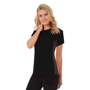 LADIES COLORBLOCK WICKING TEE  -  BLACK 2 EXTRA LARGE SOLID