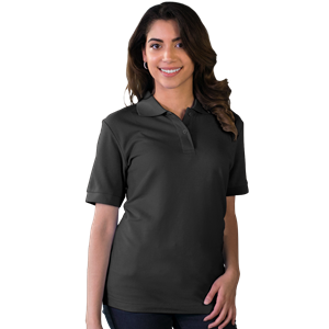 LADIES S/S VALUE PIQUE POLO  -  BLACK EXTRA SMALL SOLID