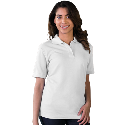LADIES S/S VALUE PIQUE POLO  -  WHITE 2 EXTRA LARGE SOLID