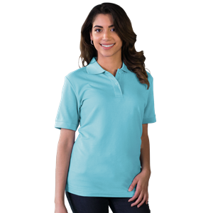 LADIES VALUE SOFT TOUCH PIQUE POLO  -  AQUA 2 EXTRA LARGE SOLID