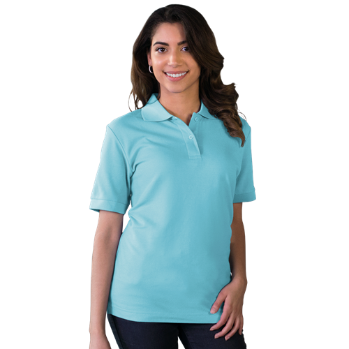 LADIES VALUE SOFT TOUCH PIQUE POLO  -  AQUA 2 EXTRA LARGE SOLID