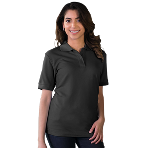 LADIES VALUE SOFT TOUCH PIQUE POLO  -  BLACK 2 EXTRA LARGE SOLID