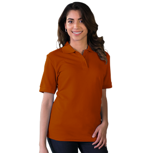 LADIES VALUE SOFT TOUCH PIQUE POLO  -  BURNT ORANGE 2 EXTRA LARGE SOLID
