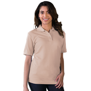 LADIES VALUE SOFT TOUCH PIQUE POLO  -  NATURAL 2 EXTRA LARGE SOLID
