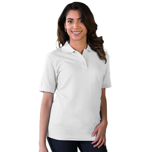 LADIES VALUE SOFT TOUCH PIQUE POLO  -  WHITE 2 EXTRA LARGE SOLID