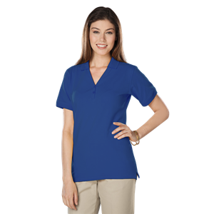 LADIES SOFT TOUCH S/S Y-PLACKET  POLO  -  ROYAL 2 EXTRA LARGE SOLID