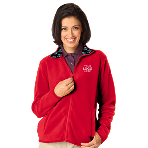 YOUR LOGO HERE LADIES POLAR FLEECE  FULL ZIP JACKET RED 2 EXTRA LARGE SOLID