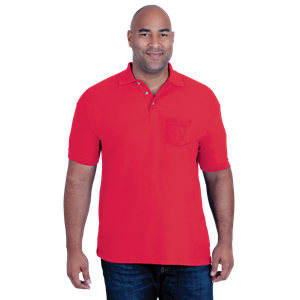 MENS SHORT SLEEVE TEFLON TREATED PIQUES WITH POCKET  -  RED 2 EXTRA LARGE SOLID