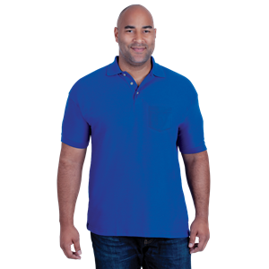 MENS SHORT SLEEVE TEFLON TREATED PIQUES WITH POCKET  -  ROYAL 2 EXTRA LARGE SOLID
