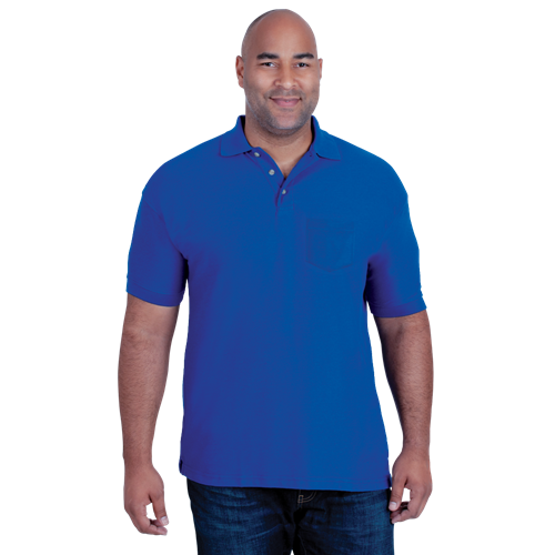 MENS SHORT SLEEVE TEFLON TREATED PIQUES WITH POCKET  -  ROYAL 2 EXTRA LARGE SOLID