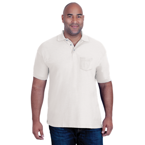 MENS SHORT SLEEVE TEFLON TREATED PIQUES WITH POCKET  -  WHITE 2 EXTRA LARGE SOLID