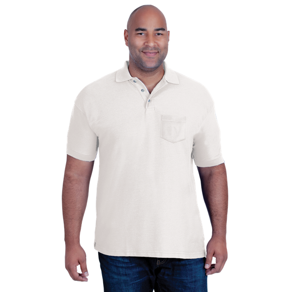 MENS SHORT SLEEVE TEFLON TREATED PIQUES WITH POCKET  -  WHITE 2 EXTRA LARGE SOLID