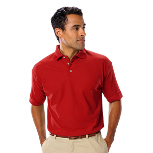 MENS SHORT SLEEVE TEFLON TREATED PIQUES NO POCKET  -  RED 5 EXTRA LARGE SOLID