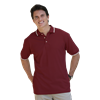 MENS SHORT SLEEVE TIPPED COLLAR & CUFF PIQUES  -  BURGUNDY SMALL TIPPED WHITE