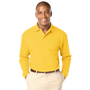 MENS LONG SLEEVE SUPERBLEND PIQUE NO POCKET  -  YELLOW 2 EXTRA LARGE SOLID