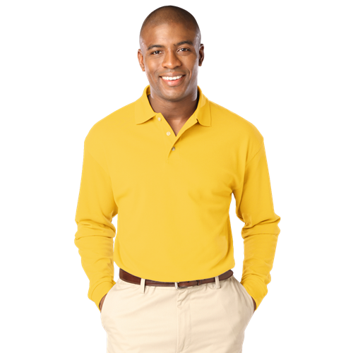 MENS LONG SLEEVE SUPERBLEND PIQUE NO POCKET  -  YELLOW 2 EXTRA LARGE SOLID