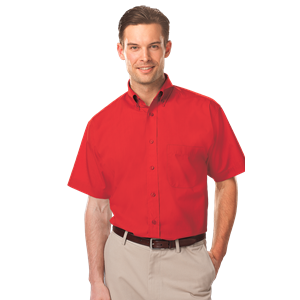 MEN'S S/S LIGHT WEIGHT POPLIN SHIRT  -  RED 2 EXTRA LARGE SOLID