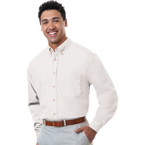 MENS LONG SLEEVE EASY CARE POPLIN  -  WHITE 10 EXTRA LARGE SOLID
