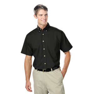 7216S-BLA-LT-SOLID|BG7216S|Men's Tall Easy care Poplin S/S Shirt