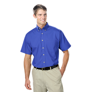 MENS SHORT SLEEVE EASY CARE POPLIN  -  FRENCH BLUE 10 EXTRA LARGE SOLID