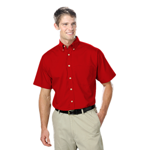 MENS SHORT SLEEVE EASY CARE POPLIN  -  RED 10 EXTRA LARGE SOLID