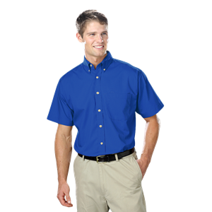 MENS SHORT SLEEVE EASY CARE POPLIN  -  ROYAL 10 EXTRA LARGE SOLID