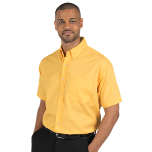 MENS SHORT SLEEVE EASY CARE POPLIN  -  YELLOW 10 EXTRA LARGE SOLID