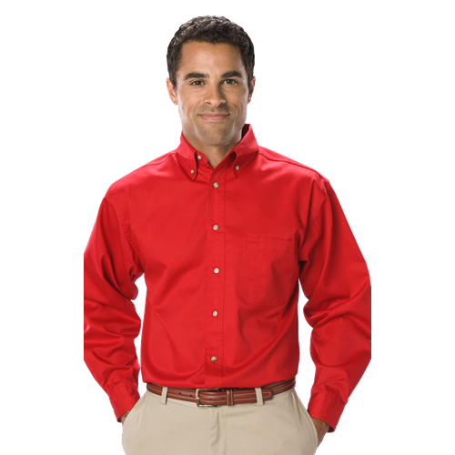 MENS LONG SLEEVE TEFLON TWILL  -  RED 2 EXTRA LARGE SOLID