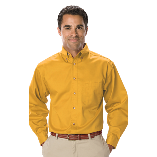 MENS LONG SLEEVE TEFLON TWILL  -  YELLOW 2 EXTRA LARGE SOLID