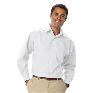 MENS LONG SLEEVE EASY CARE STRETCH POPLIN  -  WHITE 2 EXTRA LARGE SOLID
