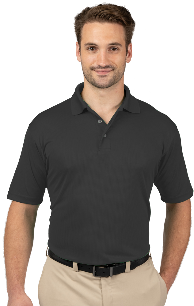 MENS SOLID WICKING POLO   -  BLACK 2 EXTRA LARGE SOLID-Blue Generation