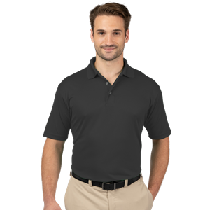MENS SOLID WICKING POLO   -  BLACK 2 EXTRA LARGE SOLID