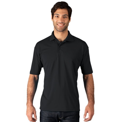 MENS WICKING SOLID SNAG RESIST POLO   -  BLACK 2 EXTRA LARGE SOLID