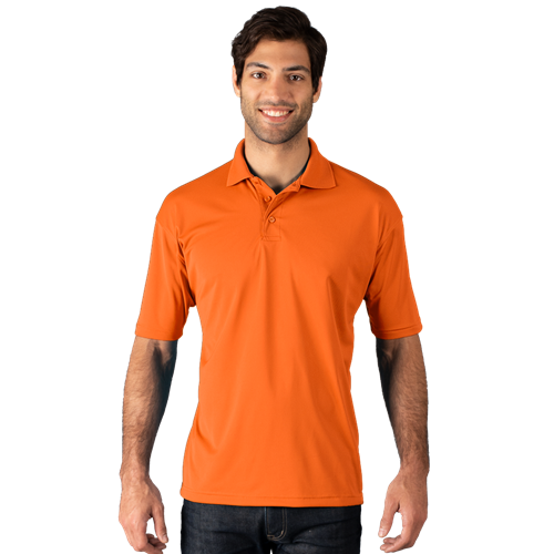 MENS WICKING SOLID SNAG RESIST POLO   -  ORANGE 2 EXTRA LARGE SOLID