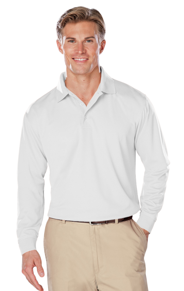7225-WHI-S-SOLID|BG7225|Men's Snag Resistant Wicking L/S Polo