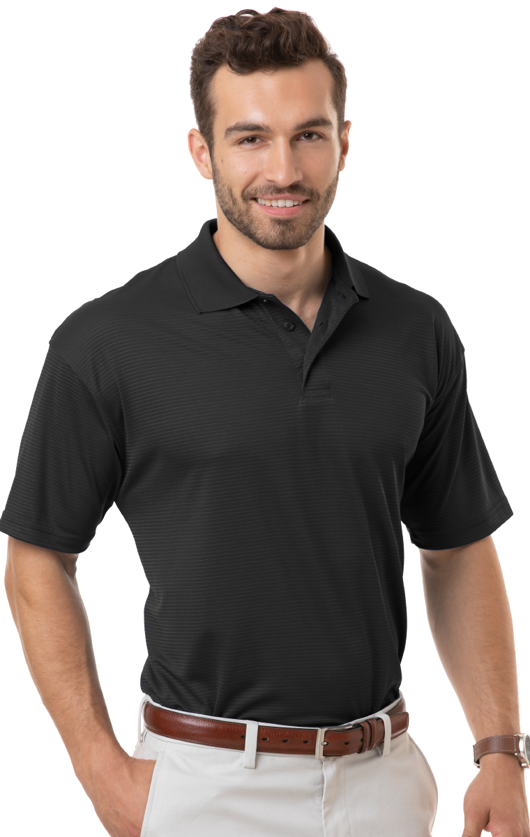 ADULT MOISTURE WICKING S/S TONAL STRIPE  -  BLACK 2 EXTRA LARGE SOLID-