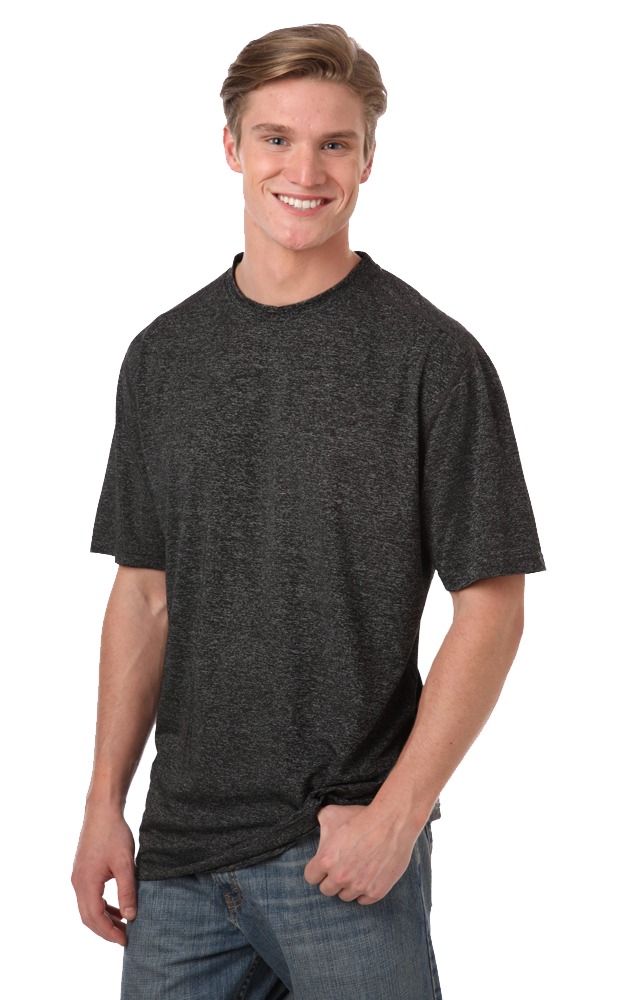 MENS HEATHERED WICKING TEE  -  HEATHER BLACK 2 EXTRA LARGE SOLID-