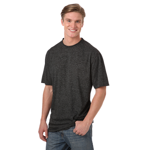 MENS HEATHERED WICKING TEE  -  HEATHER BLACK 2 EXTRA LARGE SOLID
