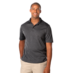 MENS HEATHERED WICKING POLO  -  HEATHER BLACK 2 EXTRA LARGE SOLID