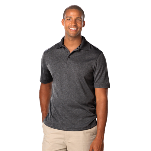 MENS HEATHERED WICKING POLO  -  HEATHER BLACK 2 EXTRA LARGE SOLID