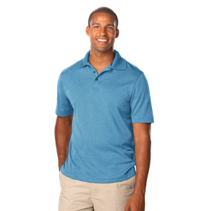 MENS HEATHERED WICKING POLO  -  HEATHER TURQUOISE 2 EXTRA LARGE SOLID