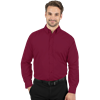 MENS LONG SLEEVE EASY CARE POPLIN WITH MATCHING BUTTONS  -  BURGUNDY 2 EXTRA LARGE SOLID