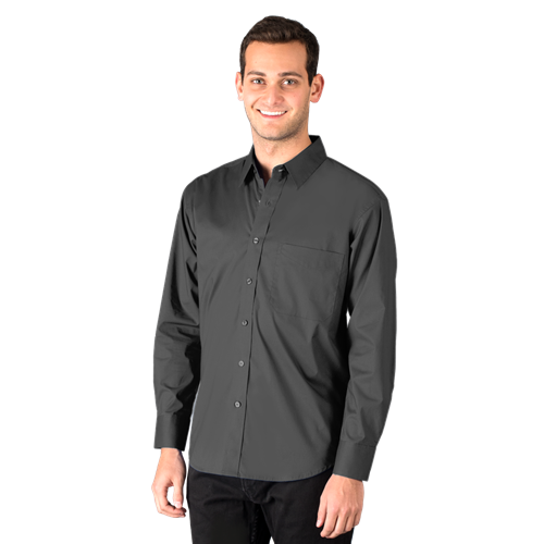 MENS SUPERBLEND POPLIN L/S UNTUCKED SHIRT  -  GRAPHITE 2 EXTRA LARGE SOLID