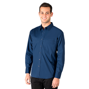 MENS SUPERBLEND POPLIN L/S UNTUCKED SHIRT  -  NAVY 2 EXTRA LARGE SOLID